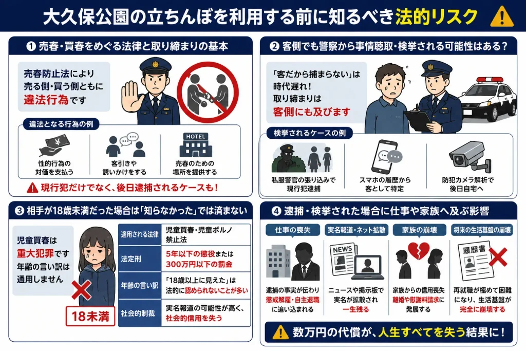 大久保公園の立ちんぼを利用する前に知るべき法的リスク